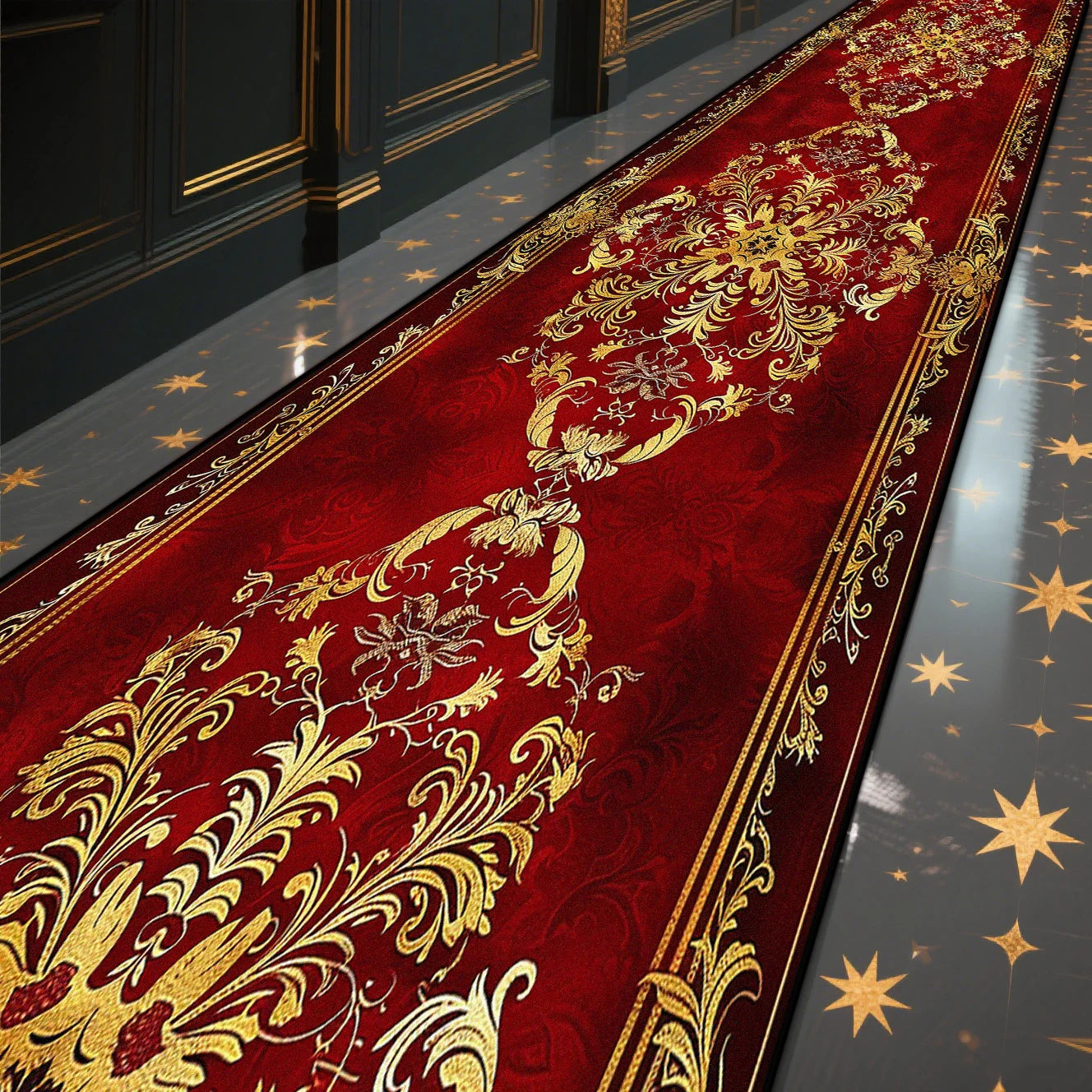 Navak CarpetLuxury Marble Corridor Carpet Hotel Hallway Runner Decoration Rugs Living Room Aisle Washable Non-slip Floor Mat Customizable