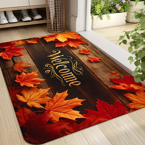 Navak Carpet Fall Thanksgiving Maple Leaves Welcome Door Mat Living Room Entrance Non-Slip Floormat Kitchen Hallway Balcony Rugs Home Decor