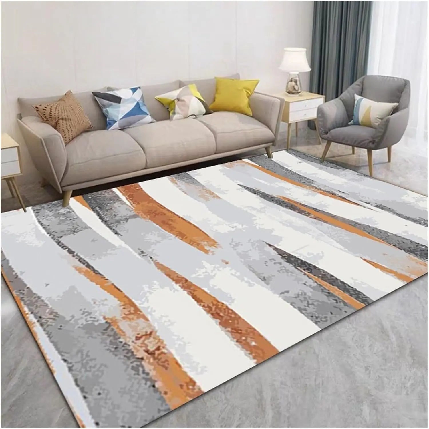 Navak Carpet Exclusive Picks Nordic Geometric Luxury Loop Pile Rug - Washable Mat for Hall, Airbnb, Bedroom, Office, Home Decor