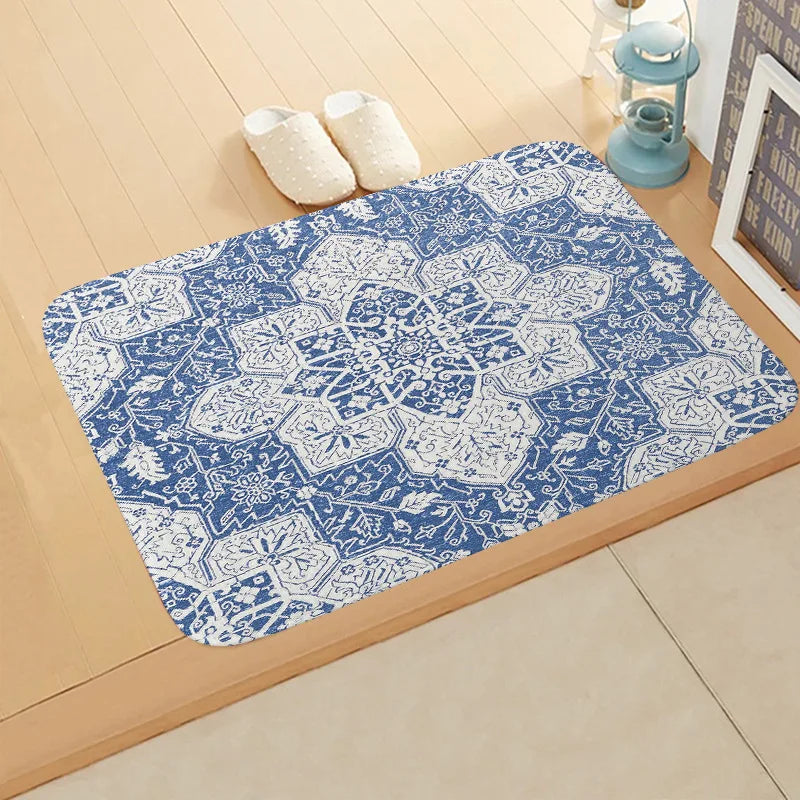 Navak Carpet Boho Persian Rug Pattern Kitchen Bath Entrance Door Mat Flannel Carpet Doormat Bedroom Mats Anti-Slip Absorbent Home Decor