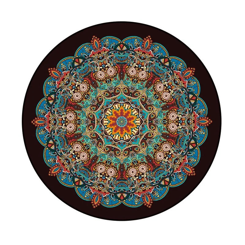 Navak Carpet Round Bohemian Mandala Carpet for Living Room Geometric Print Ethnic Style Bedroom Mat Home Decor Rugs Machine Washable Area Rug