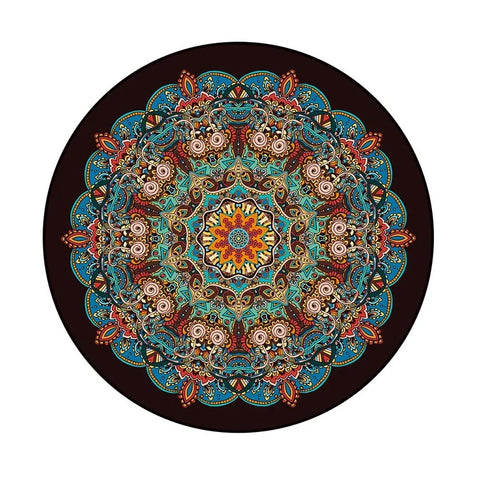 Navak Carpet Round Bohemian Mandala Carpet for Living Room Geometric Print Ethnic Style Bedroom Mat Home Decor Rugs Machine Washable Area Rug
