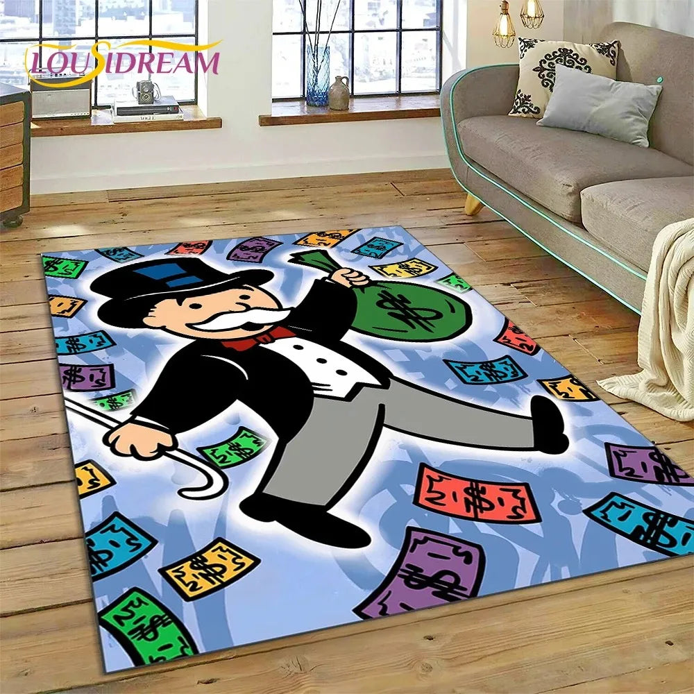 Navak Carpet Game Dollar Monopoly Cartoon Carpet Cute Money Rug For Living Room Bedroom Home Bathroom Floor Mat Non-slip Decoration Sofa