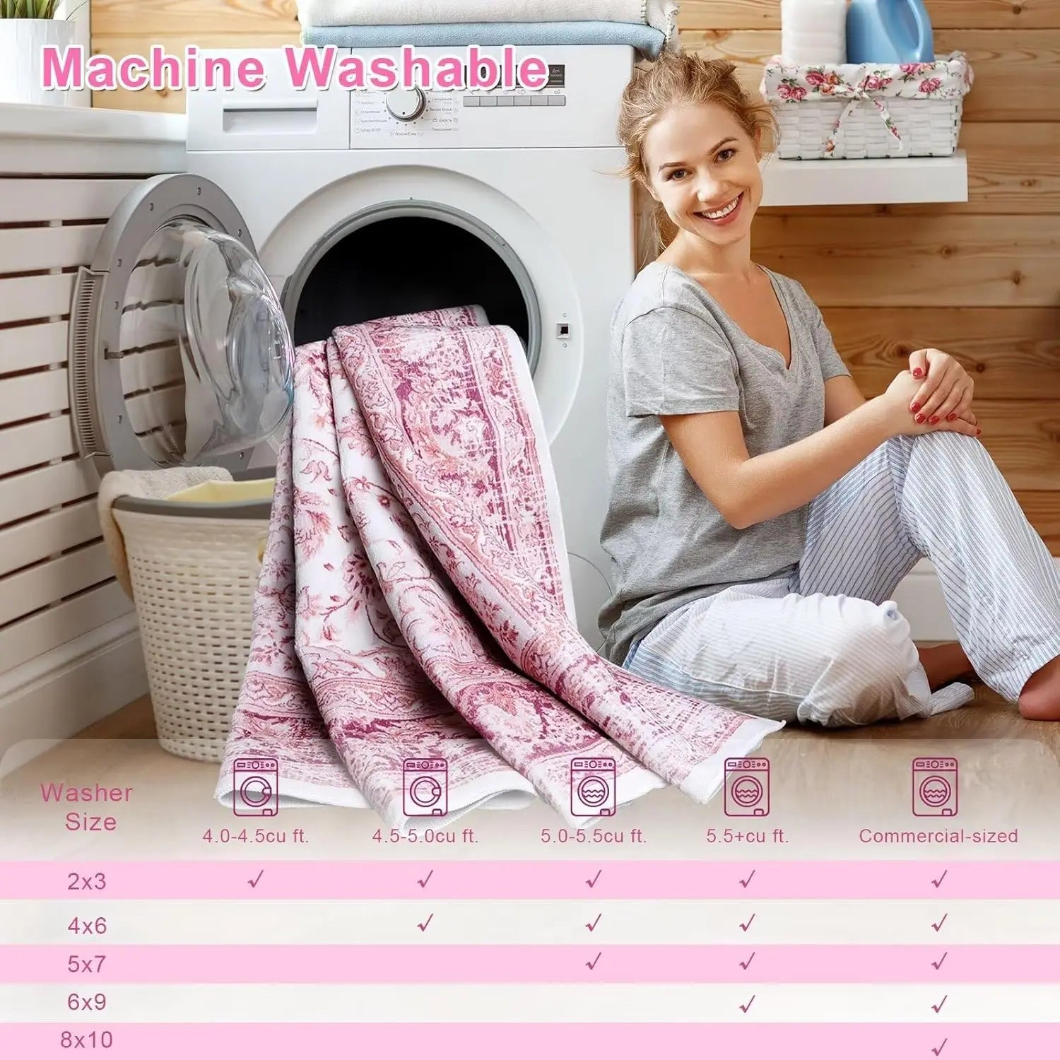 Navak Carpet Crystal velvet carpet Bright Pink Area Rug for Living Room, Machine Washable Rugs with Non-Slip Backing for Girls Bedroom, Cu