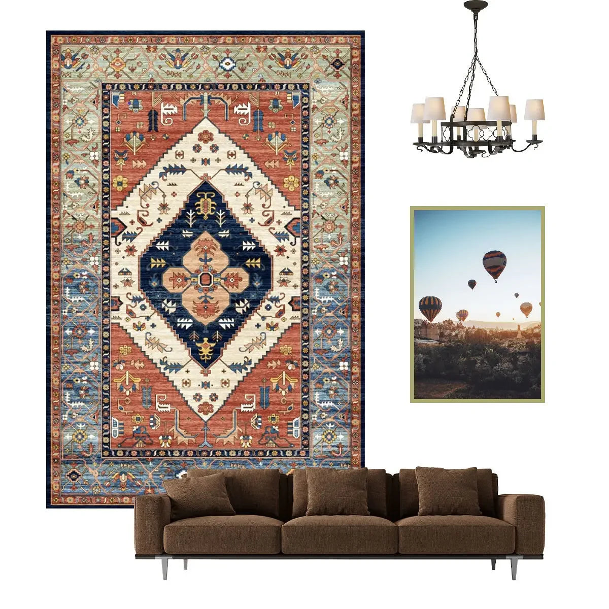 Navak Carpet Nordic Ethnic Style Retro Carpet Living Room Decoration Carpets Home Bedroom Non-slip Rug Persian Court Pattern Large Area Mat