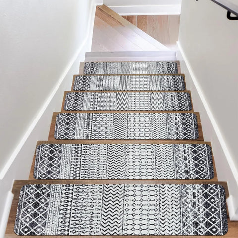 Navak Carpet Modern Minimalist Step Mat, Solid Wood Stair Carpet, Home Step Mats, Non-slip Decor Rug, Long Cashmere Rugs, Black Floor Mat