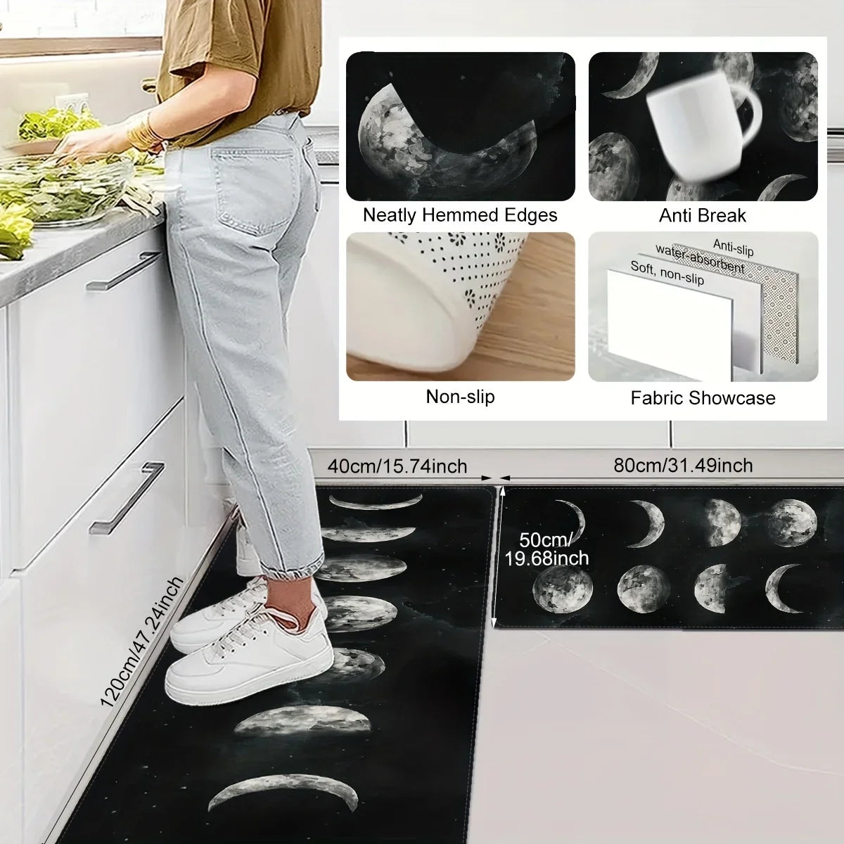 Navak Carpet Moon Phases Welcome Entrance Doormat Home Decor Kitchen Hallway Balcony Rugs Bathroom Non-slip Mat Kitchen Runner Rug Decor