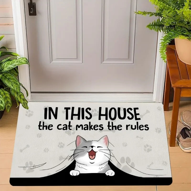 Navak Carpet Cute Cats Print Welcome Doormat Non-Slip Machine Washable Carpet for Living Room Bedroom Bathroom Kitchen and Laundry Rug