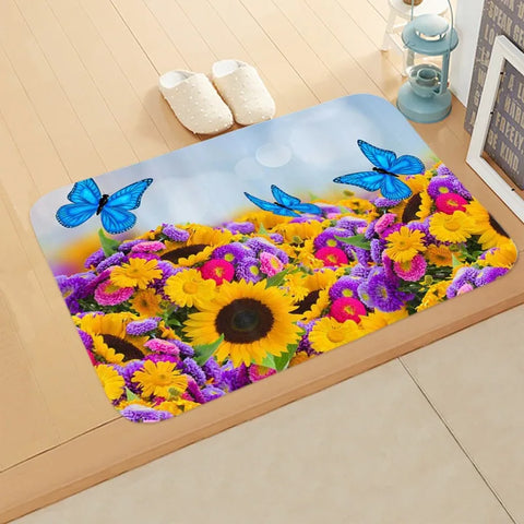 Navak Carpet Sunflower Entrance Welcome Door Mat Flowers Bedroom Bedside Decor Carpet Non-slip Bathroom Kitchen Foot Rugs for Indoor Home