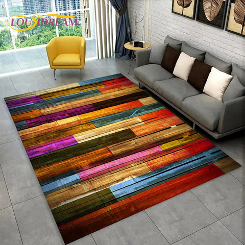 Navak Carpet 3D HD Wood Grain Retro Area Rug Large,Carpet Rug for Home Living Room Kids Bedroom Sofa Doormat Decor,Kitchen Non-slip Floor Mat