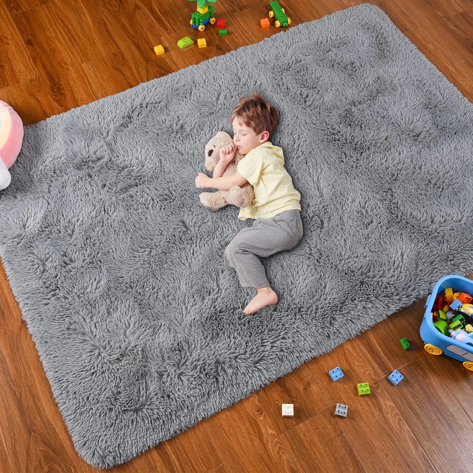 Navak Carpet Silky Plush Fluffy Carpet Soft Shaggy Sofa Area Rug for Living Room Bedroom Floor Mat Kids Play Cushion Home Decor Gray Beige
