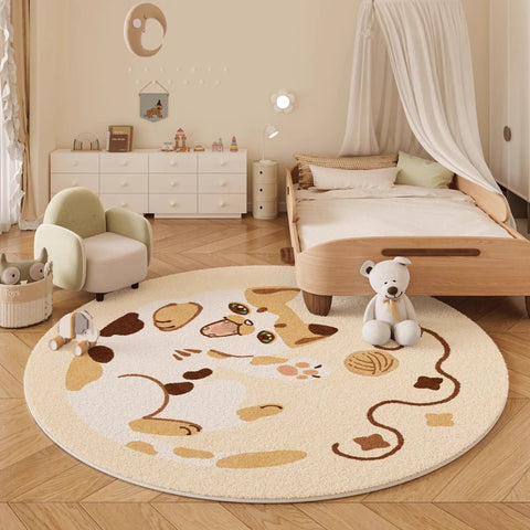 Navak Carpet  Cartoon Style Bedroom Decor Carpet Thickend Plush Children Floor Mat Fluffy Soft Round Rug Cute Patterns Carpets for Living Room