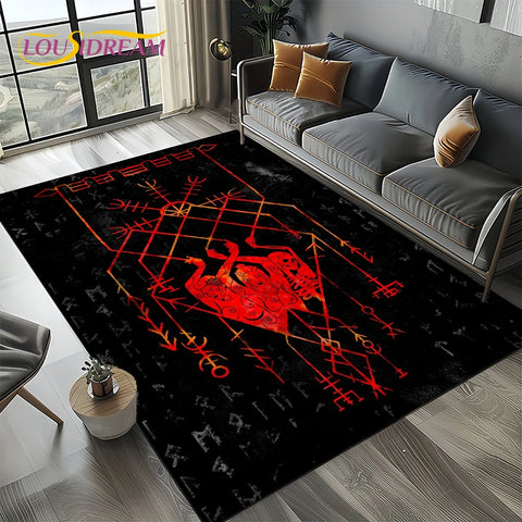Navak Carpet Odin Viking Symbol Valknut Nordic Valhalla Carpet Rug for Living Room Bedroom Home Sofa Decoration,Area Rug Non-slip Floor Mat