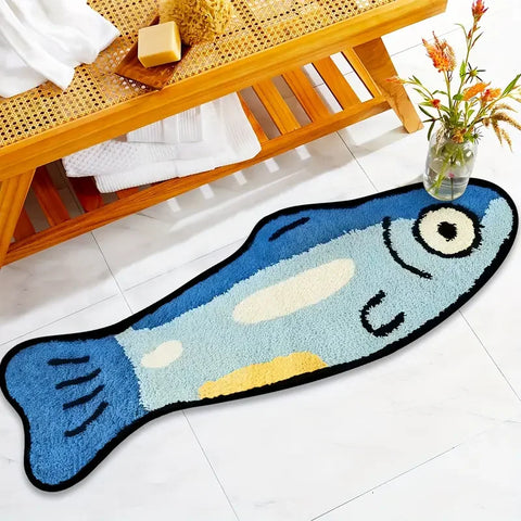 Navak Carpet Exclusive Picks Blue Cartoon Salted Fish Carpet Soft And Washable Home Decor, Suitable For Rooms, Bedrooms, Entrances, And Kitchens