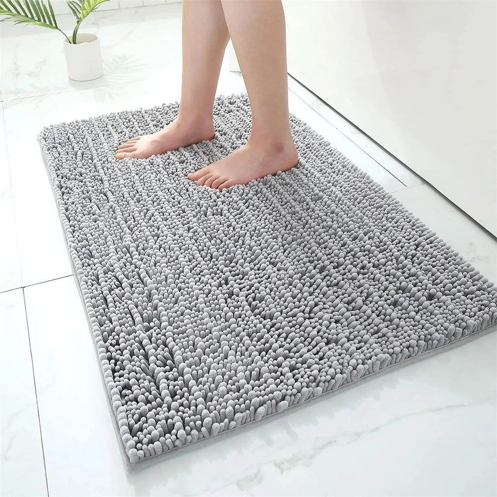 Navak Carpet Olanly Chenille Bathroom Rug Extra Soft Shaggy Bath Mat Non-Slip Bathroom Floor Mat Water Absorbent Plush Microfiber Rugs Shower