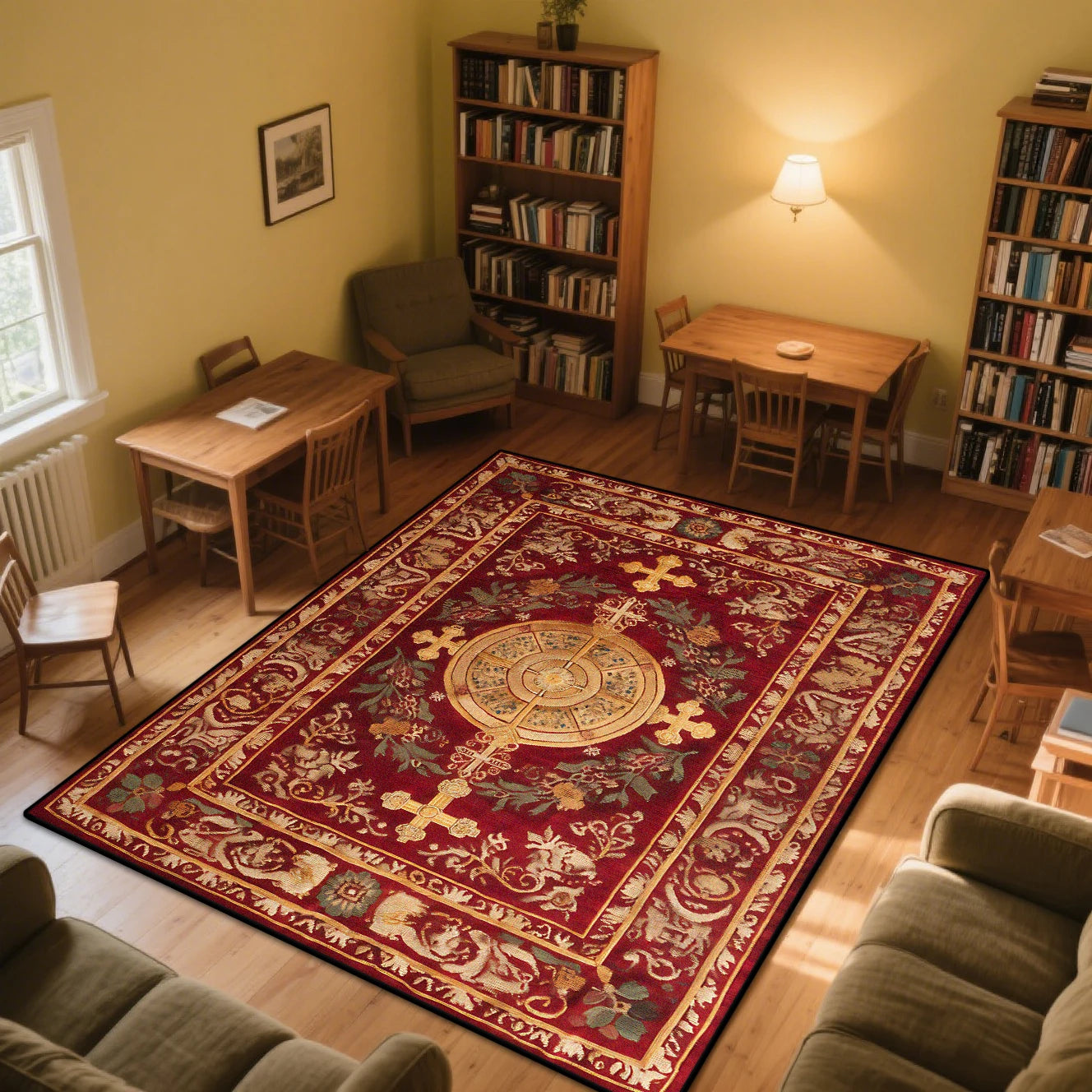 Navak Carpet Persian Tradition Carpets for Living Room Cross Pattern Decoration Home Bedroom Bedside Soft Rug Study Cloakroom Washable Mats