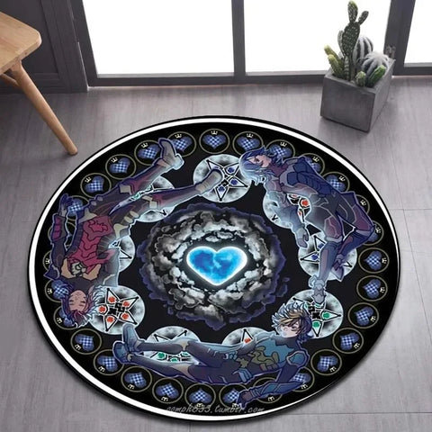 Navak Carpet Daily Picks DISNEY Kingdom Hearts Cartoon Pattern Area Rug Round Floor Mat Kid Living Room Carpet Bathroom Kitchen Doormat Decorate