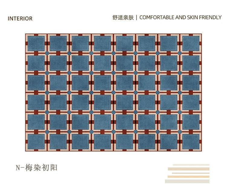 Navak Carpet Retro Luxury Rugs for Bedroom Thick Plush Bedside Rug Large Area Living Room Decoration Checkerboard Carpet Home Fluffy Soft Mat