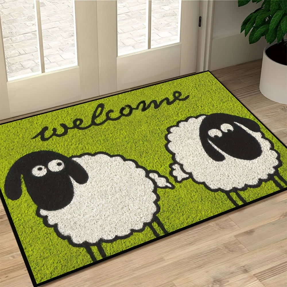 Navak Carpet Elegant, Rustic Sheep Welcome Mat Machine Washable Floor Rug for Home Decor | Perfect for Entryway, Kitchen, Bedroom & Hallway