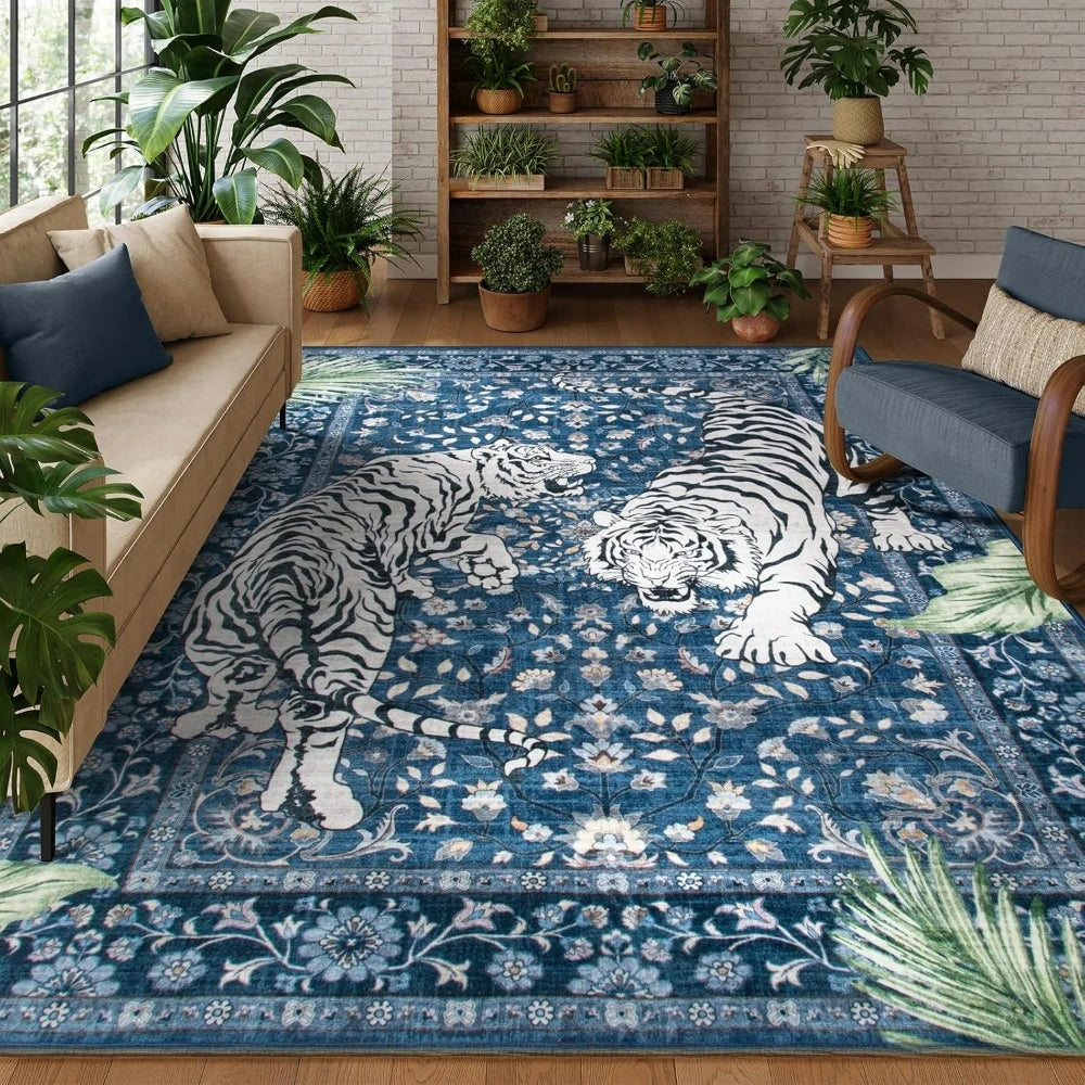 Navak Carpet Jungle Tiger Carpet for Living Room Decor Bedroom Bedside Soft Foot Rug Leisure Balcony Floor Mat Coffee Table Mat Doormat Gift