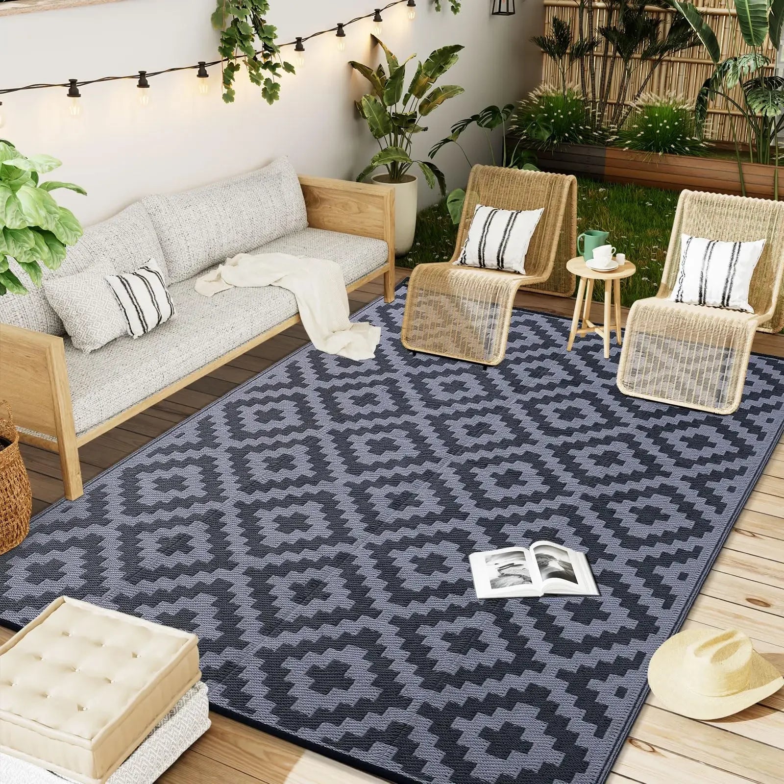 Navak Carpet UBN33HAPIHAPPY Indoor Outdoor Reversible Plastic Straw Patio Carpets Outdoor Rugs Waterproof Deck Backyard Family Picnic Bal9Hb^