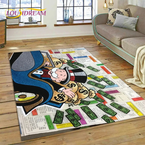 Navak Carpet Game Dollar Monopoly Cartoon Carpet Cute Money Rug For Living Room Bedroom Home Bathroom Floor Mat Non-slip Decoration Sofa