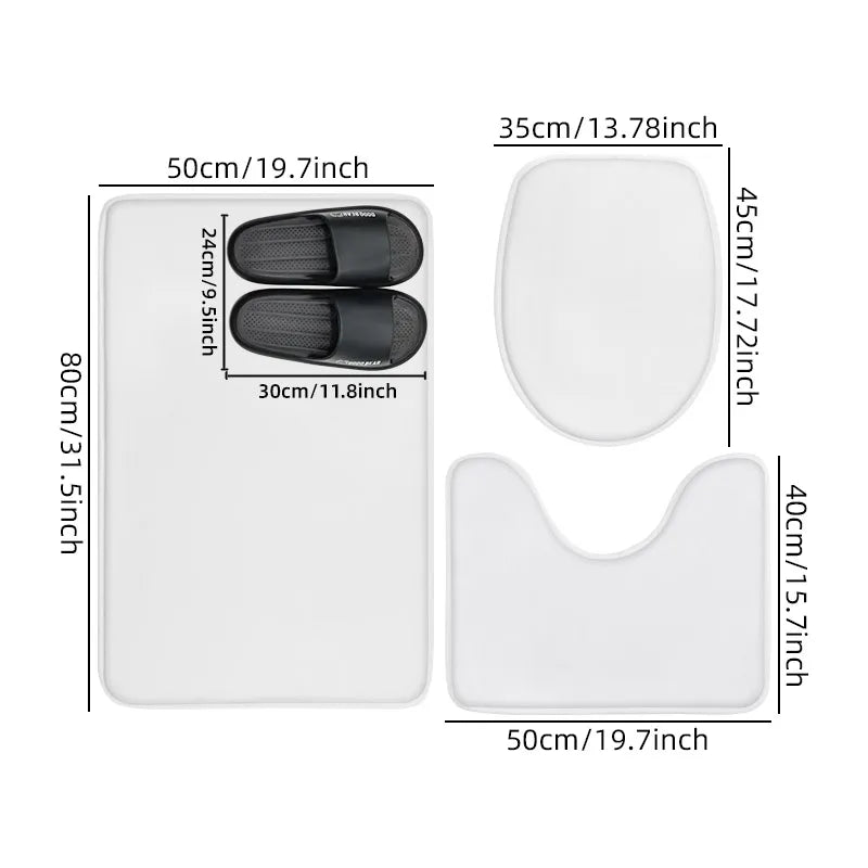 Navak Carpet 3pcs Cactus Printed Bathroom Mat 7MM Soft Floor Mat, Living Room Carpet, Balcony Non Slip Mat Machine Washable