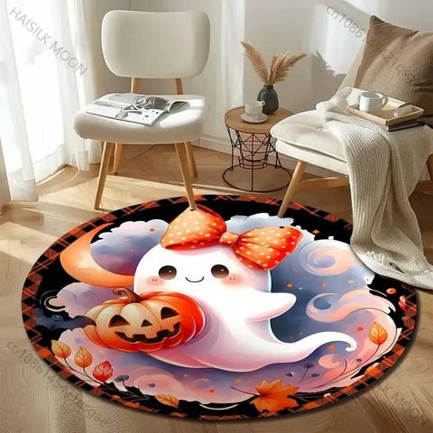 Navak Carpet Head Bat Castle Halloween Round Rugs Carpet Child Room Floor Mats Playroom Upholstery Living Room Bedroom Fashion Gaming Rug
