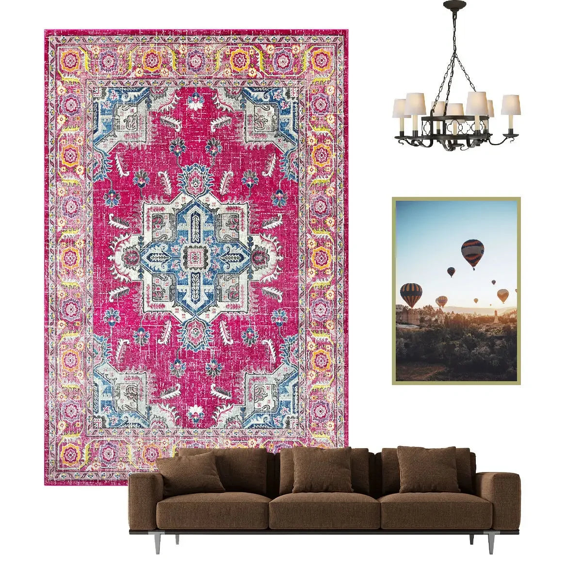 Navak Carpet Nordic Ethnic Style Retro Carpet Living Room Decoration Carpets Home Bedroom Non-slip Rug Persian Court Pattern Large Area Mat