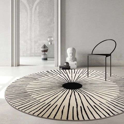 Navak Carpet Modern Simple Style Living Room Round Carpet Home Chair Mat Decoration Striped Large Area Rugs Bedroom Bed End Soft Floor Mats