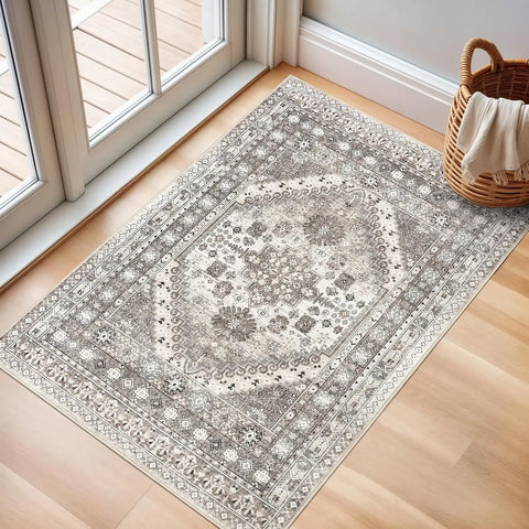 Navak Carpet zesthomeArea Rugs - Ultra-Thin Washble Rug, Stain Resistant Anti Slip Backing Rugs for Living Room,Bedroom, Vintage Home De