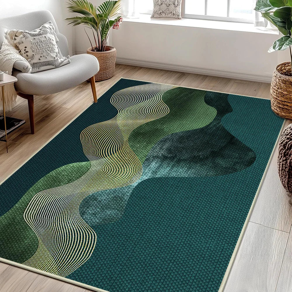Navak Carpet Modern Wave Pattern Green Carpet - Non-slip Soft Carpet for Living Room Bedroom - Eco-friendly Home Decor (Multiple Sizes)"