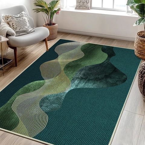 Navak Carpet Modern Wave Pattern Green Carpet - Non-slip Soft Carpet for Living Room Bedroom - Eco-friendly Home Decor (Multiple Sizes)"