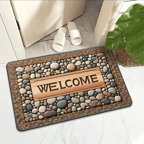 Navak Carpet New Non-Slip Semi-Circular Carpet Anti-fouling Easy to Clean Door Mat Ethnic Style Welcome Mat Home Decorative Door Mat