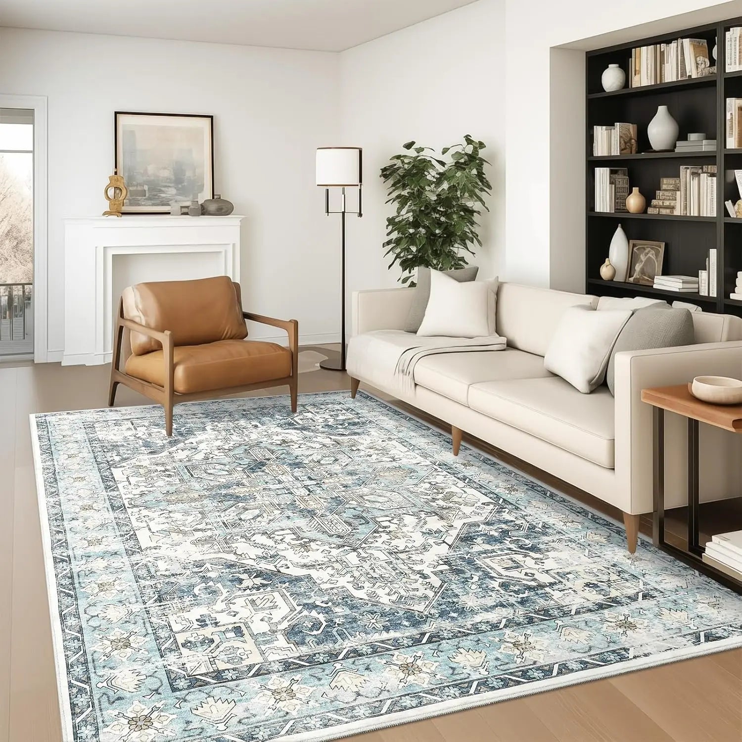 Navak Carpet zesthomeArea Rugs - Ultra-Thin Washble Rug, Stain Resistant Anti Slip Backing Rugs for Living Room,Bedroom, Vintage Home De