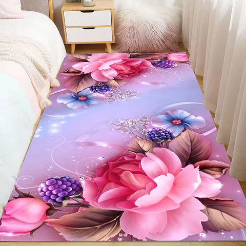 Navak Carpet Ins Style Beautiful Flowers Carpet Living Room Sofa Bedroom Study Kitchen Entrance Door Mat Non-slip Light Luxury Home Decor Rug