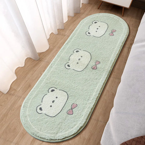 Navak Carpet  Cartoon Faux Lamb Wool Bedroom Bedside Rugs Lovely Rabbit Pink Bed Area Carpet Soft No Icy Feet for Girls Children Bed Room Rug