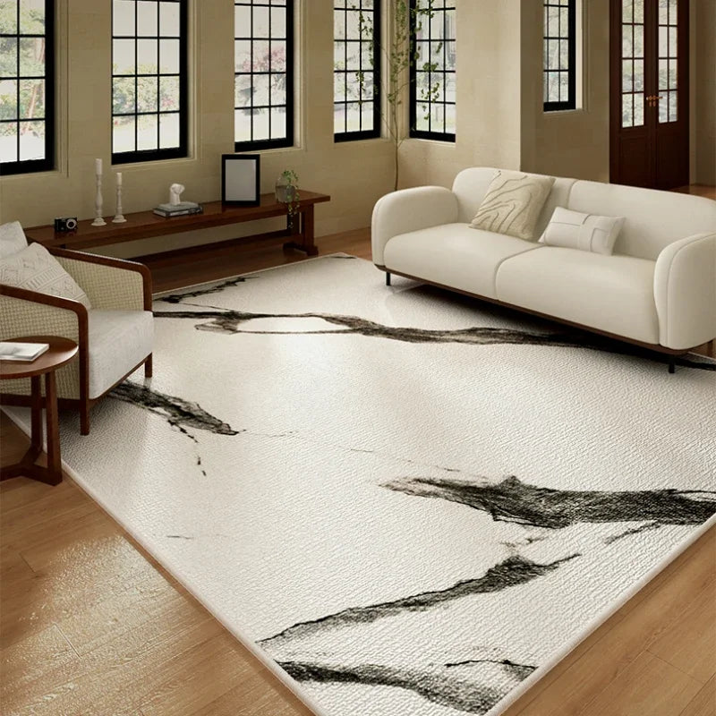 Navak Carpet Luxurious Black White Area Rug Large Non-Slip Living Room Carpet Washable Easy Care Comfortable Bedroom Decorative Floor Mat