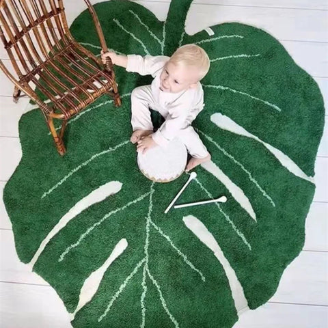 Navak Carpet Top Quality Ins Irregular Leaf Soft Carpet Coffee Table Carpets Living Room Decoration Bedroom Green Mats Kids Bedside Area Rug