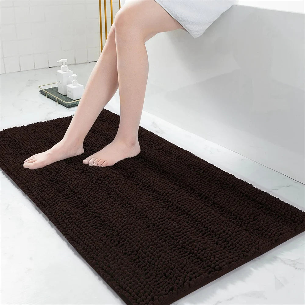 Navak Carpet Olanly Chenille Bathroom Rug Extra Soft Shaggy Bath Mat Non-Slip Bathroom Floor Mat Water Absorbent Plush Microfiber Rugs Shower