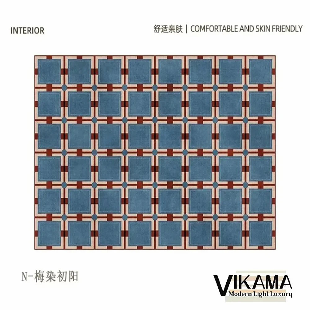 Navak Carpet Exclusive Picks Loop-Pile Carpet Light Luxurious Plaid Living Room Mat Bedroom Carpet Sofa Large Rug Non-Slip Washable Home Decor