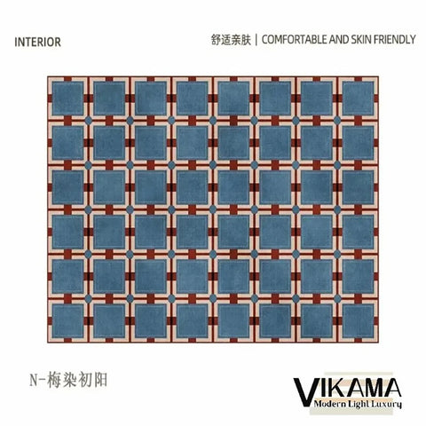 Navak Carpet Exclusive Picks Loop-Pile Carpet Light Luxurious Plaid Living Room Mat Bedroom Carpet Sofa Large Rug Non-Slip Washable Home Decor