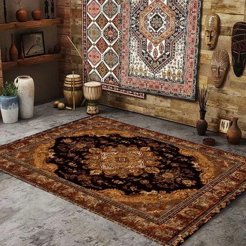 Navak Carpet Persian American Retro Carpet Large Area Living Room Decoration Home Ethnic Style Bedroom Rug Cloakroom Lounge Soft Mat Washable