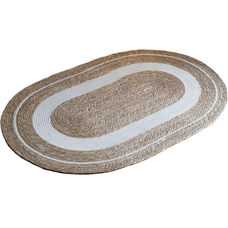Navak Carpet HeMu-Woven Rattan Round Carpets for Living Room, Bedroom Straw Rugs, Natural Plants Floor Mats, Bedside Garden Table Grass Mat