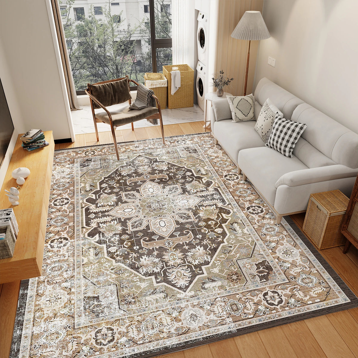 Navak Carpet Orhopui Boho Area Rug, Machine Washable Outdoor Camping Rug, Non-Slip Stain Resistant Machine Washable Rug