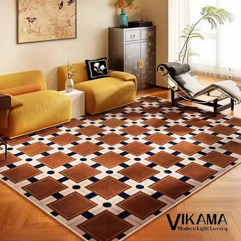 Navak Carpet Exclusive Picks Loop-Pile Carpet Light Luxurious Plaid Living Room Mat Bedroom Carpet Sofa Large Rug Non-Slip Washable Home Decor