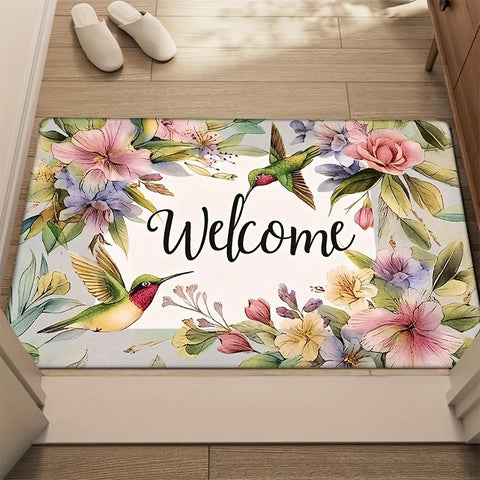 Navak Carpet 1pc Magpie Flower Fresh Doormat, Machine Washable, Polyester Fabric, Non-slip, Suitable for Bedroom Living Room Entrance