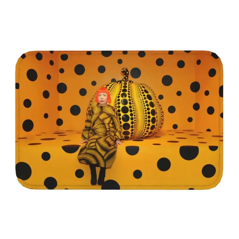 Navak Carpet Custom Yayoi Kusama Abstract Painting Doormat Non-Slip Entrance Bathroom Kitchen Door Floor Mat Garage Rug Carpet Footpad