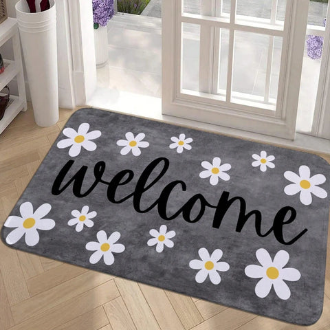 Navak Carpet Simple White Floral Printed Rug Non-slip Mat Indoor Kitchen Mats for Entrance for Living Room Kitchen Bedroom Farmhouse Carpet