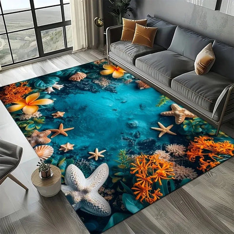 Navak Carpet 3D Beach Shells Rug for Kids' Play Area and Bedroom Non-Slip Decor